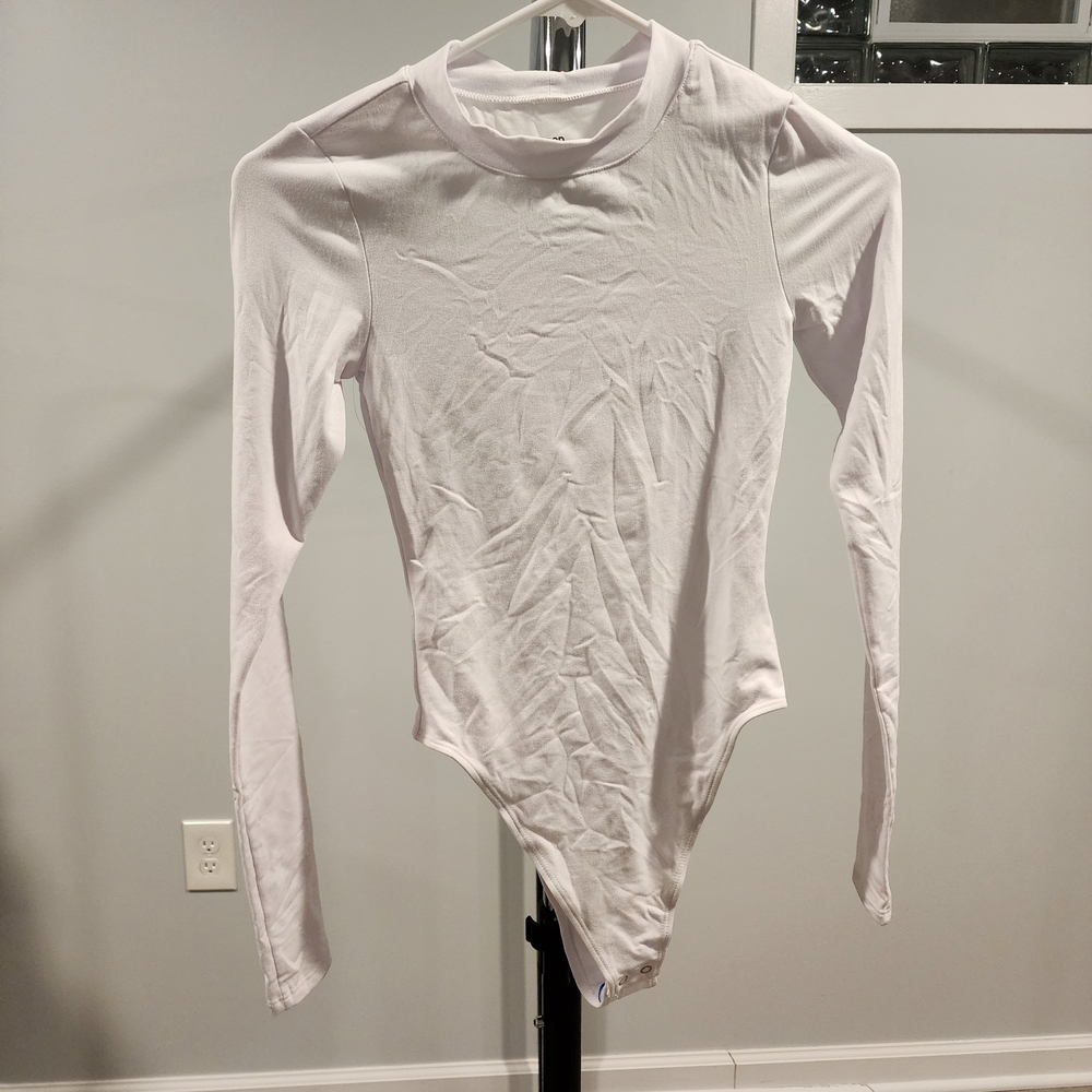 Good American Classic White Long Sleeve Bodysuit Size 0 XSmall